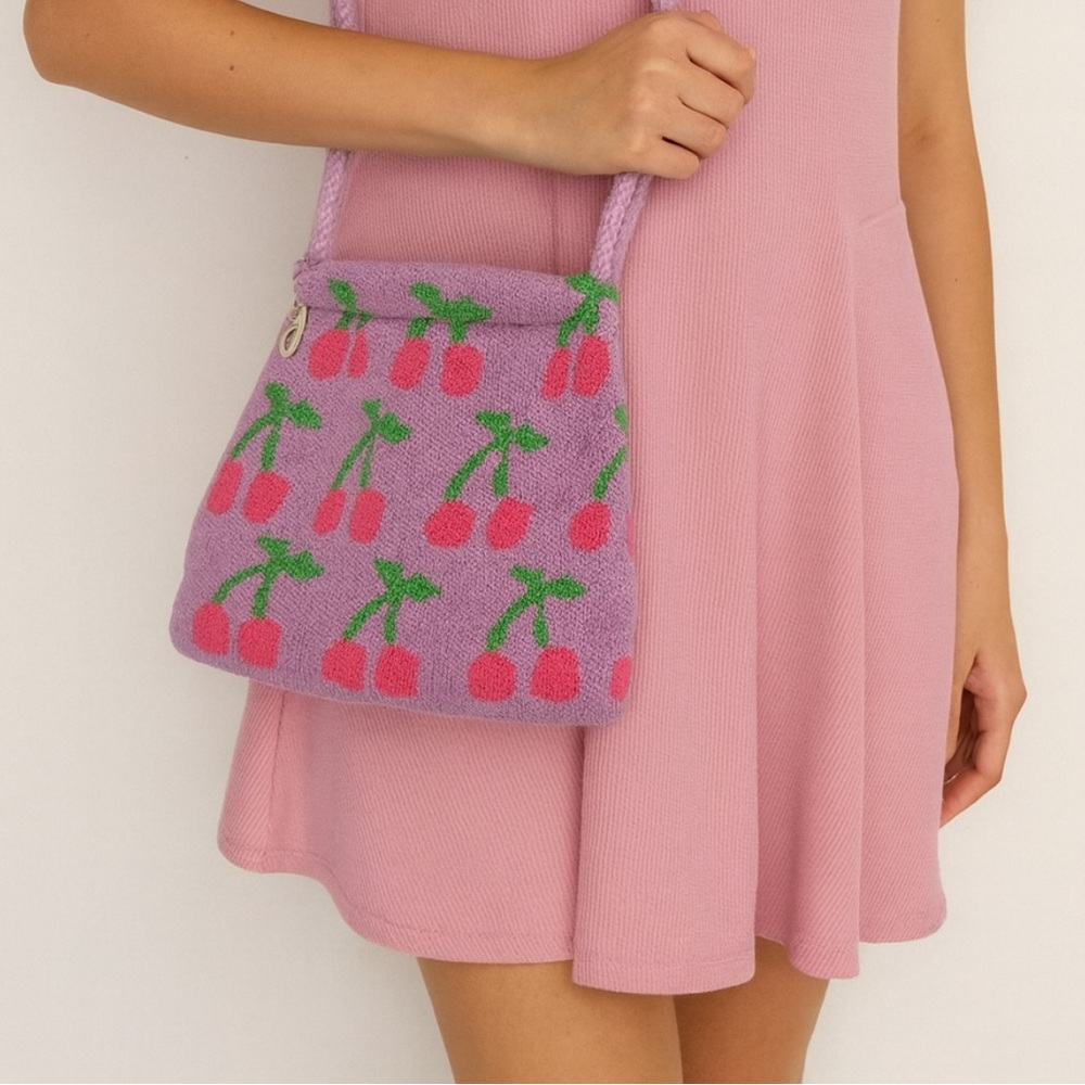 The Sak Purple Cherry Pattern Shoulder Bag